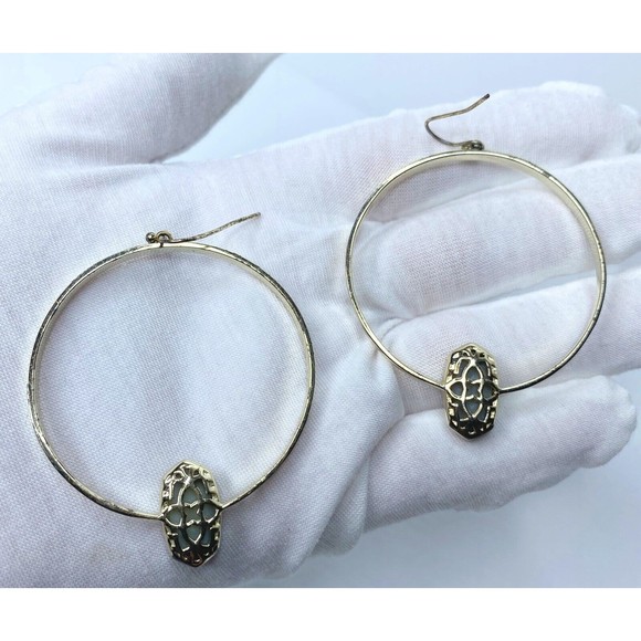 Kendra Scott Elora Gold Multi Drusy Hoop Earrings, Authentic - Picture 10 of 16